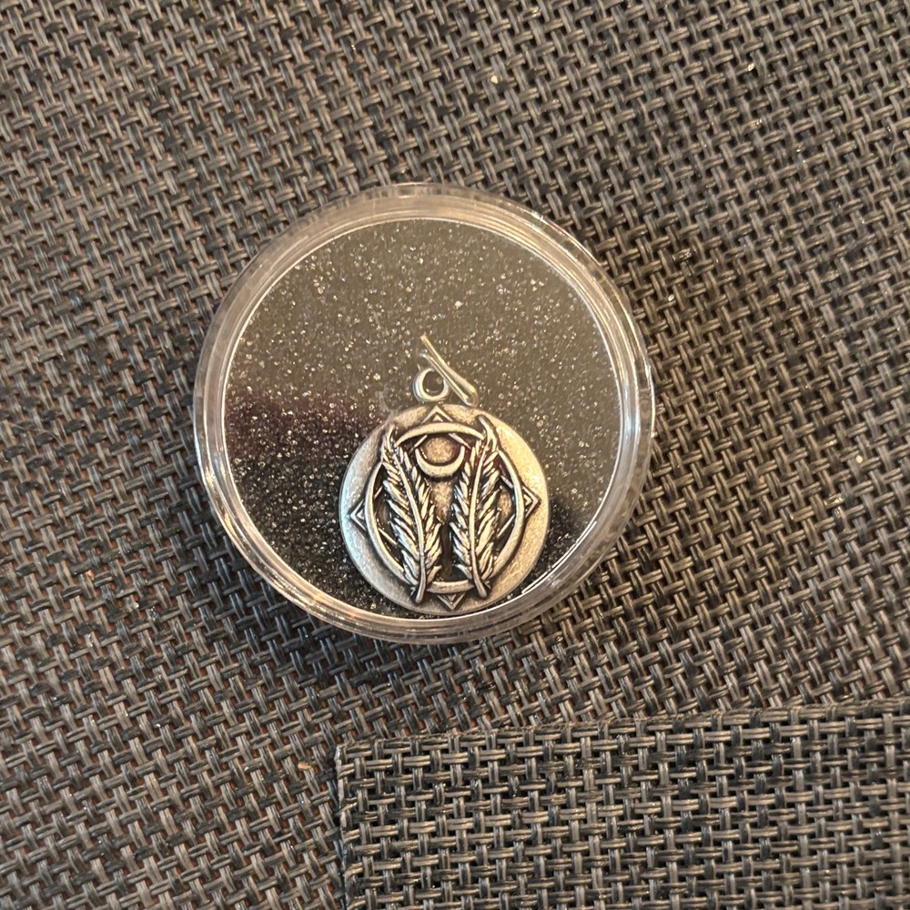 Alex and Ani Silver Tone Feather Circle Pendant Necklace Charm